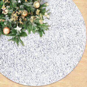 White Sequined Christmas Tree Skirt - 46" - New in Packaging - Winter Holiday